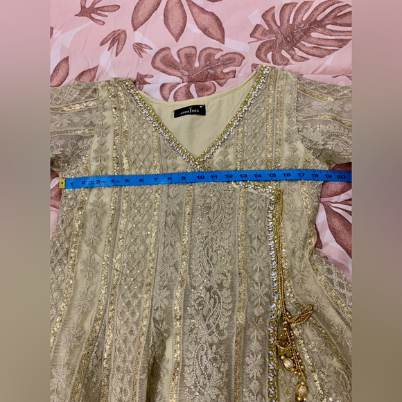 ASIM JOFA  Cream and Purple Embellished Dress - Picture 14 of 17